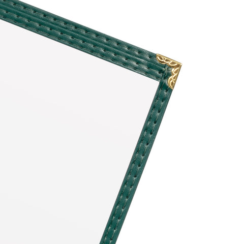 H. Risch TES8.5X11DS#06 Single Pocket Green Leatherette Menu Cover, 8-1/2" x 11"