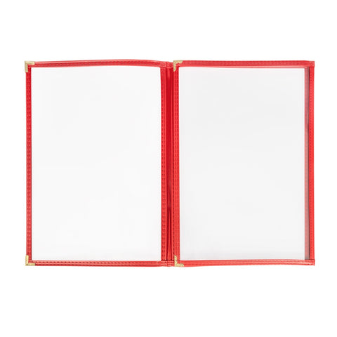 H. Risch TET 8.5X14 DS #03 Triple Pocket Vinyl Menu Cover, 8-1/2" x 14\" Red Leatherette