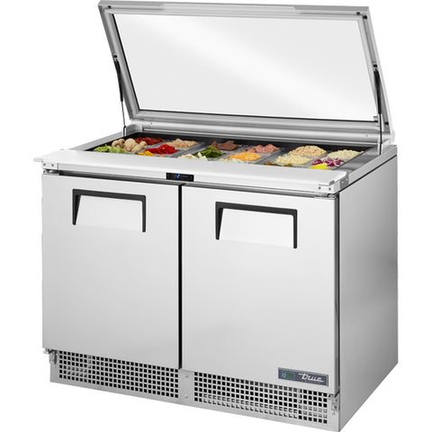 True Manufacturing TFP-48-18M-HC~FGLID 48-Inch Mega Top Sandwich/Salad Prep Table with Flat Glass Lid