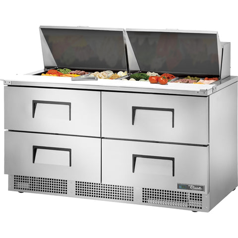 True Manufacturing TFP-64-24M-D-4-HC 64" Two-Section Sandwich/Salad Prep Table with 4 Drawers