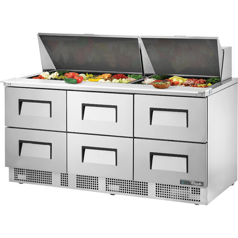 True Mfg. TFP-72-30M-D-6 72" 6-Drawer Mega Top Sandwich/Salad Prep Table