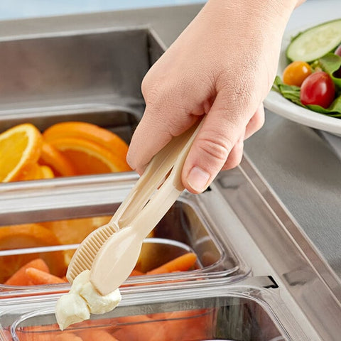 Cambro TG6133 Lugano 6" Beige Flat Grip Plastic Serving Tongs