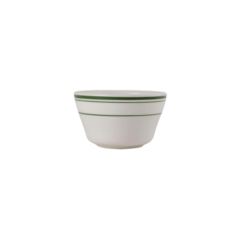Tuxton China TGB-004 Green Bay 8 oz Eggshell Vitrified China Bouillon Cup with Green Bands