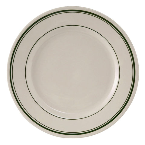 Tuxton China TGB-008 Green Bay 9" Wide Rim Rolled Edge China Plate