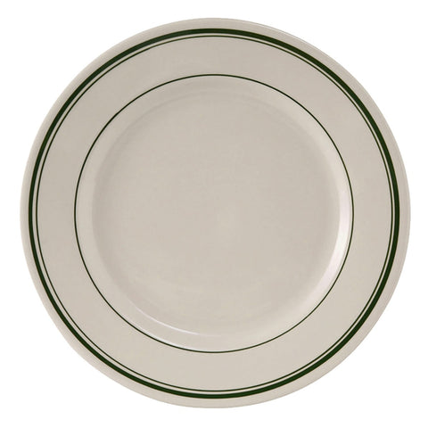 Tuxton China TGB-008 Green Bay 9" Wide Rim Rolled Edge China Plate