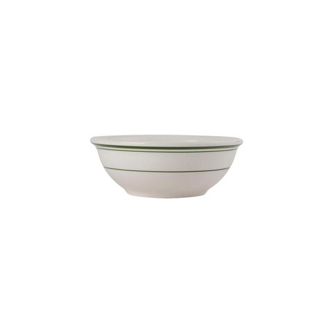 Tuxton China TGB-015 Green Bay 13 oz. Eggshell Nappie Bowl with Green Bands