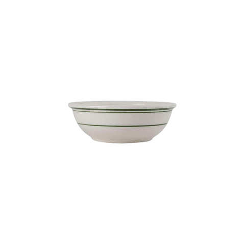 Tuxton China TGB-015 Green Bay 13 oz. Eggshell Nappie Bowl with Green Bands