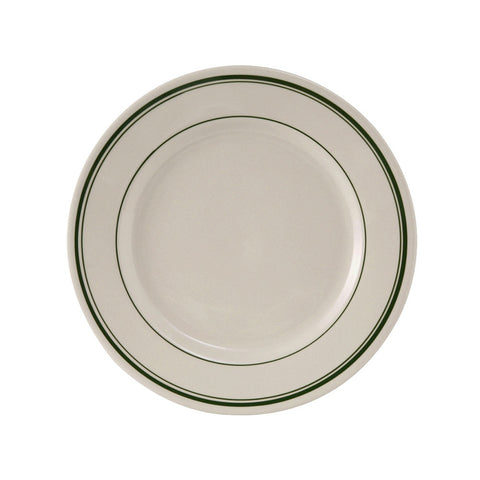 Tuxton China TGB-021 12" Green Bay Eggshell Wide Rim Rolled Edge Round China Plate