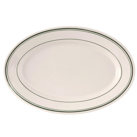Tuxton China TGB-026 8-1/4" x 5-3/4" Green Bay Oval Platter