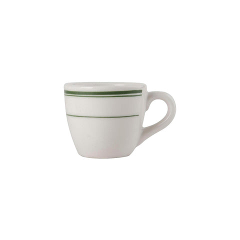 Tuxton China TGB-035 Green Bay 3.5 oz. Eggshell Demitasse Espresso Cup with Green Bands