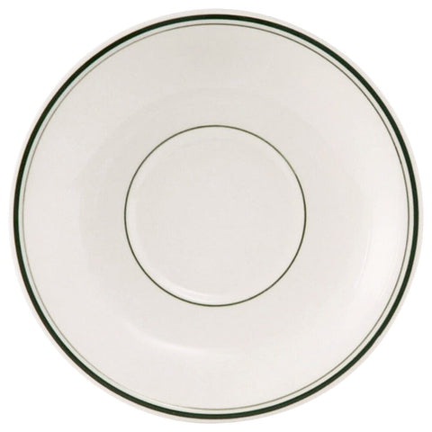 Tuxton China TGB-036 Green Bay 5" Demitasse Saucer, Eggshell with Green Bands