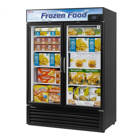 Turbo Air TGF-49F(B)-N 54" Two-Section Swing Glass Door Merchandiser Freezer, Black, 115V