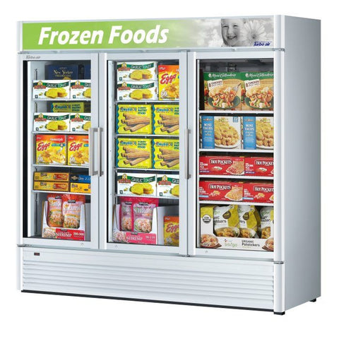 Turbo Air TGF-72SD-N Three-Section Super Deluxe Glass Swing Door Merchandiser Freezer, 60.43 cu. ft.