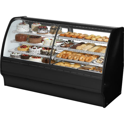 True Manufacturing TGM-DZ-77-SC/SC-B-W 77" Dual-Zone Curved Glass Refrigerated Display Merchandiser