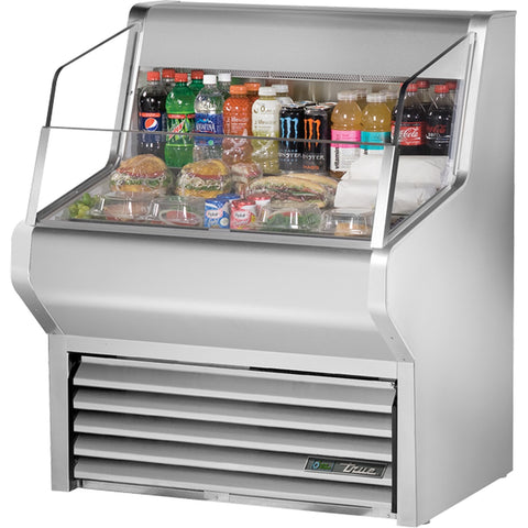 True THAC-36-S-HC-LD 36" Horizontal Air Curtain Refrigerated Merchandiser, Stainless Steel, LED Lighting