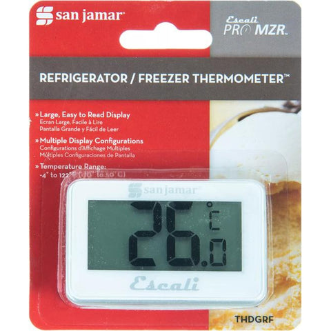 San Jamar THDGRF Digital Refrigerator/Freezer Thermometer, White