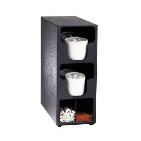 Dispense-Rite TLO-2BT Two-Section Countertop Lid and Straw Organizer, Black Polystyrene