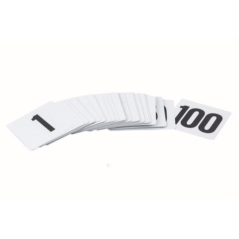 Tablecraft Products TN100 White Plastic Table Number Card Set, 1-100