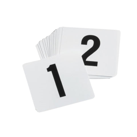 Tablecraft Products TN100 White Plastic Table Number Card Set, 1-100