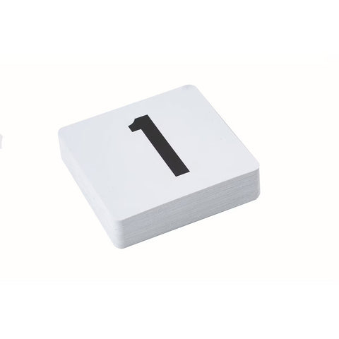 Tablecraft Products TN100 White Plastic Table Number Card Set, 1-100