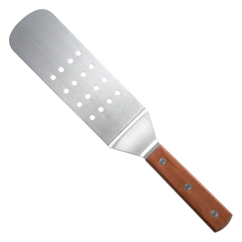 Winco TN409 Perforated Flexible Turner with Offset Wooden Handle