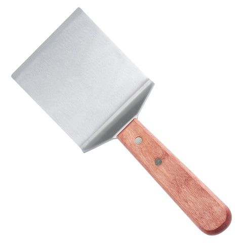 Winco TN46 Steak/Burger Turner, Offset, Wooden Handle, 4-1/8" x 3-3/4" Blade