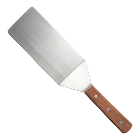 Winco TN48 Offset Turner with Wooden Handle and 8" x 4" Stainless Steel Blade