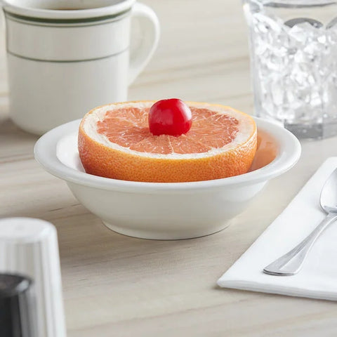 Tuxton China TNR-057 Reno/Nevada 8.5 oz. Eggshell Narrow Rim China Grapefruit Bowl