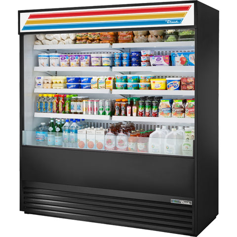 True Manufacturing TOAM-72-HC~TSL01 72" Vertical Open Air Refrigerated Merchandiser with Sign Panel