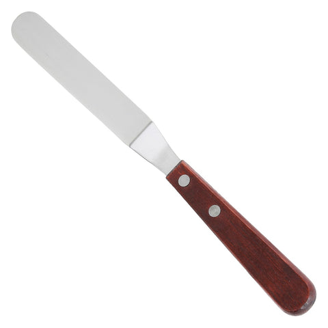 Winco TOS-4 Offset Spatula with Wooden Handle, 3-3/8" x 3/4" Blade