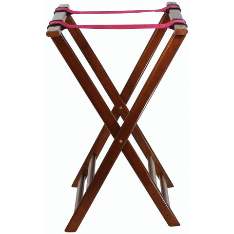 Winco TR-33W 32" Folding Tray Stand - Rubberwood, Walnut Finish