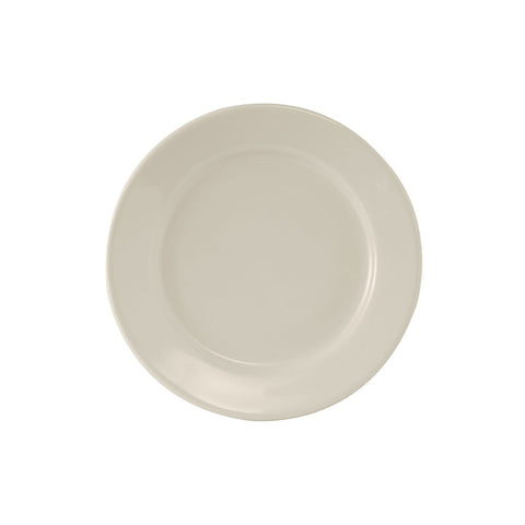 Tuxton China TRE-005 5-1/2" Round Reno Wide Rim Ceramic Plate, American White/Eggshell