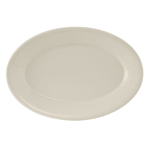 Tuxton China TRE-012 10-1/2" x 7-3/8" Oval Reno Platter - American White/Eggshell