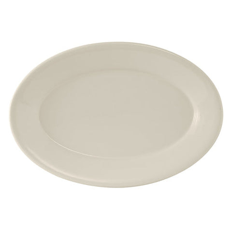 Tuxton China TRE-012 10-1/2" x 7-3/8" Oval Reno Platter - American White/Eggshell