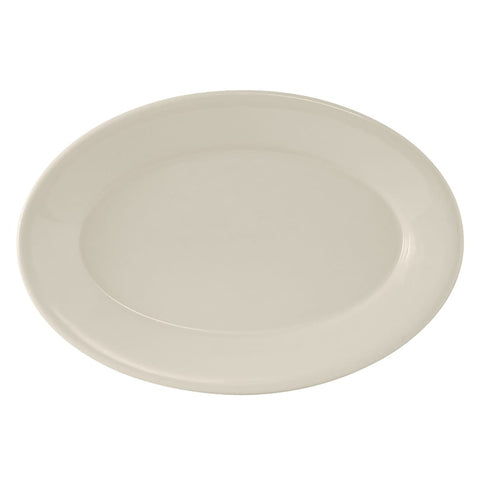 Tuxton China TRE-013 11 5/8" x 8" Oval Reno Platter - American White/Eggshell Ceramic