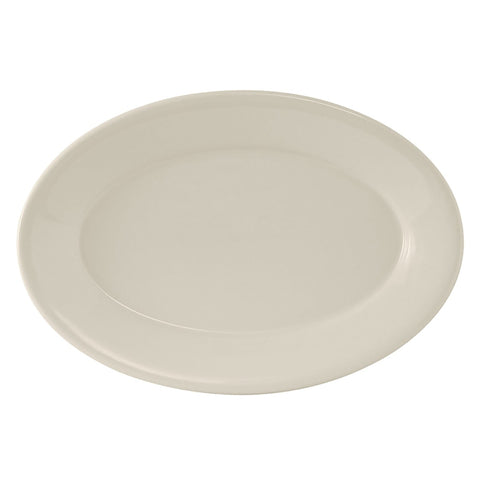 Tuxton China TRE-013 11 5/8" x 8" Oval Reno Platter - American White/Eggshell Ceramic