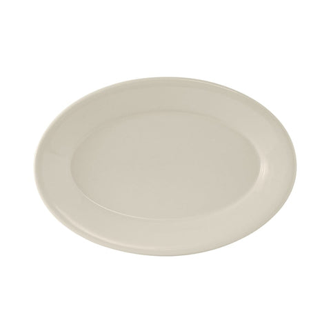 Tuxton China TRE-014 12-5/8" x 8-3/4" Oval Reno Platter, American White/Eggshell Ceramic