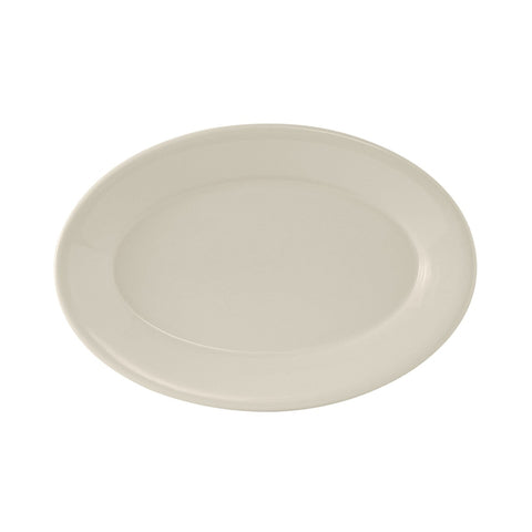 Tuxton China TRE-014 12-5/8" x 8-3/4" Oval Reno Platter, American White/Eggshell Ceramic