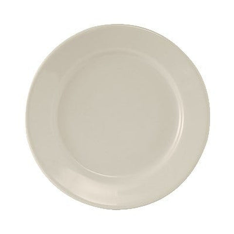 Tuxton China TRE-022 8-3/8" Round Wide Rim Ceramic Plate, American White/Eggshell