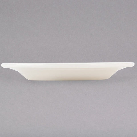 Tuxton China TRE-022 8-3/8" Round Wide Rim Ceramic Plate, American White/Eggshell