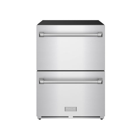 Thor Kitchen TRF24U 24-Inch Indoor/Outdoor Undercounter Double Drawer Refrigerator in Stainless Steel