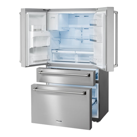 Thor Kitchen TRF3601FD 36-Inch Professional French Door Refrigerator with Ice and Water Dispenser