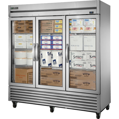 True Mfg. TS-72FG-HC~FGD01 Three-Section Reach-In Glass Door Freezer