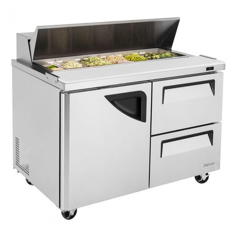 Turbo Air TST-48SD-D2-N 48" Super Deluxe Refrigerated Sandwich/Salad Prep Table, 1 Door and 2 Drawers