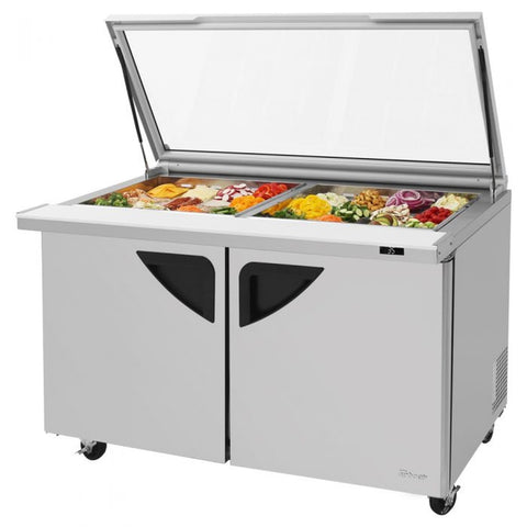 Turbo Air TST-60SD-24-N-GL 60" Two-Section Mega Top Sandwich/Salad Prep Table with Hinged Glass Lid