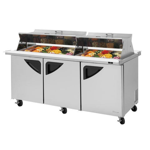Turbo Air TST-72SD-30-N-DS 72-5/8" Super Deluxe Mega Top Dual Sided Refrigerated Sandwich/Salad Prep Table