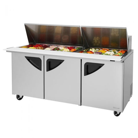 Turbo Air TST-72SD-30-N Super Deluxe Three-Section Sandwich/Salad Mega Top Prep Table, 30-Pan, 72-5/8" W