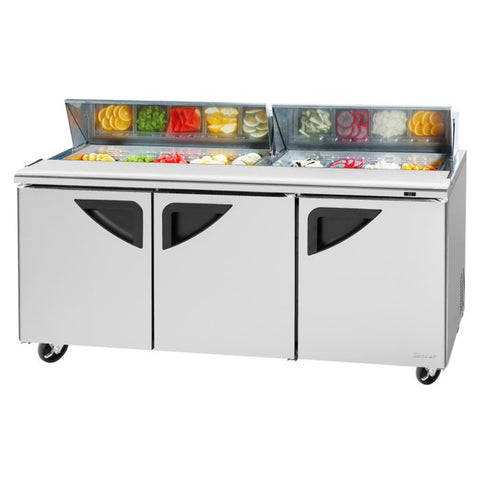 Turbo Air TST-72SD-N Super Deluxe 3-Door Refrigerated Sandwich/Salad Prep Table, 72-5/8" Wide