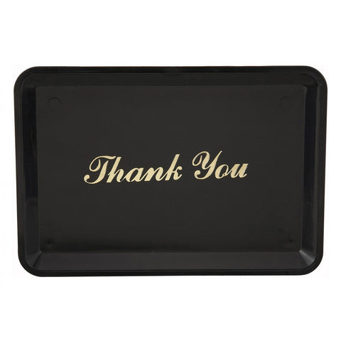 Winco TT-46 Black and Gold "Thank You" Tip Tray, 4-1/2" x 6-1/2"