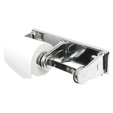 Winco TTH-2 Double Roll Toilet Tissue Holder, Chrome Plated